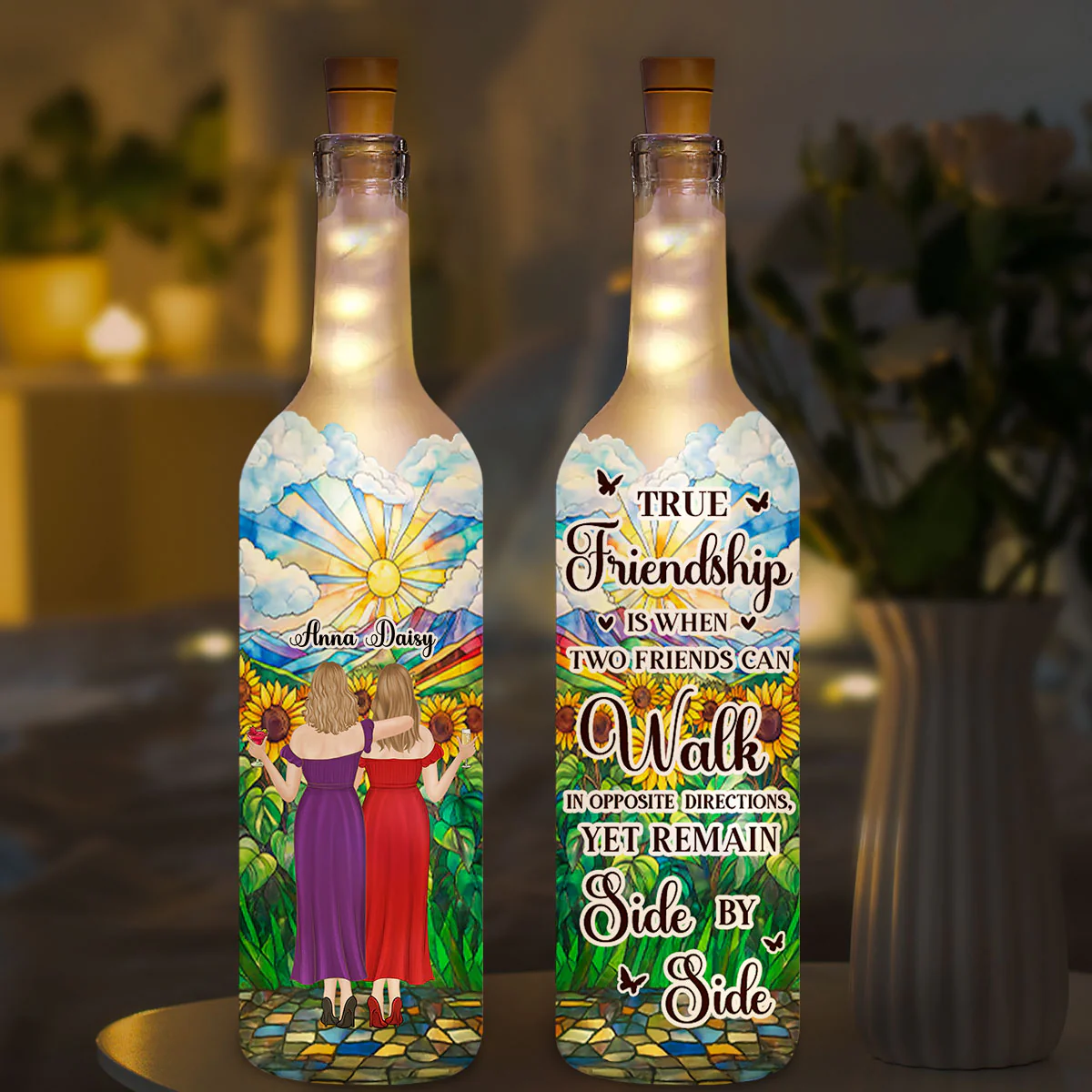 Yet Remain Side By Side - Personalized Custom Bottle Lamp - Image 3