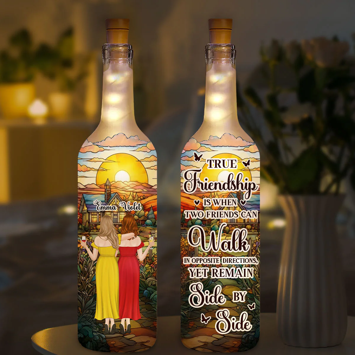 Yet Remain Side By Side - Personalized Custom Bottle Lamp - Image 4