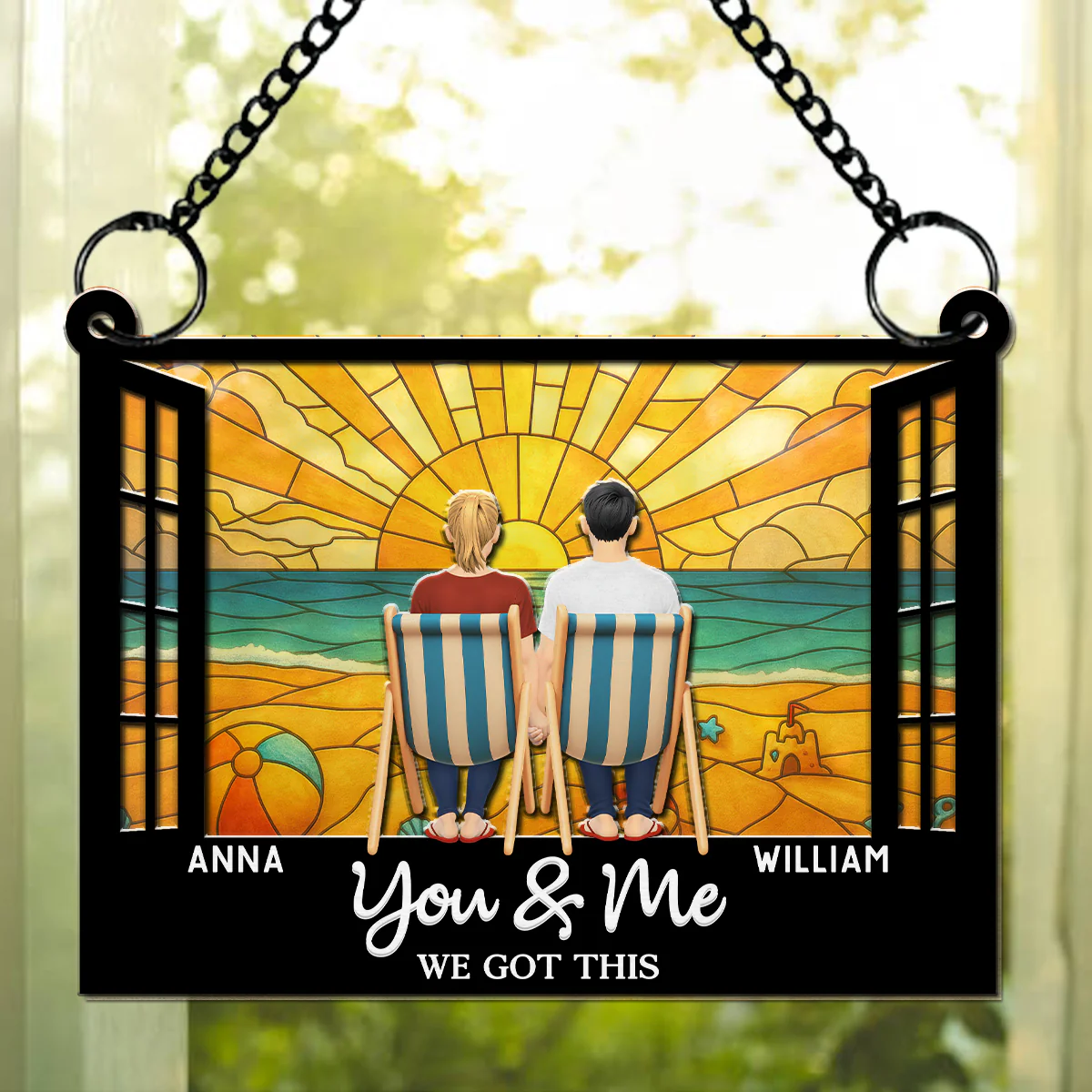 You And Me And The Beach - Personalized Custom Suncatcher - Image 2