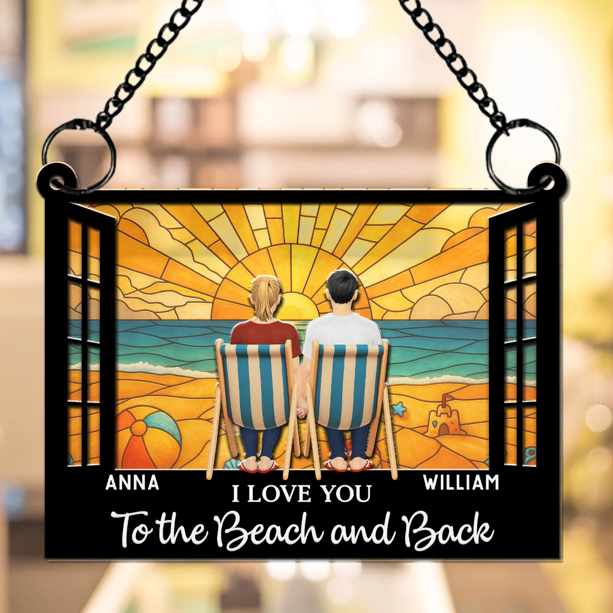 You And Me And The Beach - Personalized Custom Suncatcher - Image 3