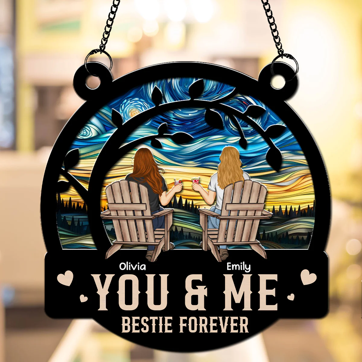 You And Me Are Bestie - Personalized Custom Suncatcher - Image 3