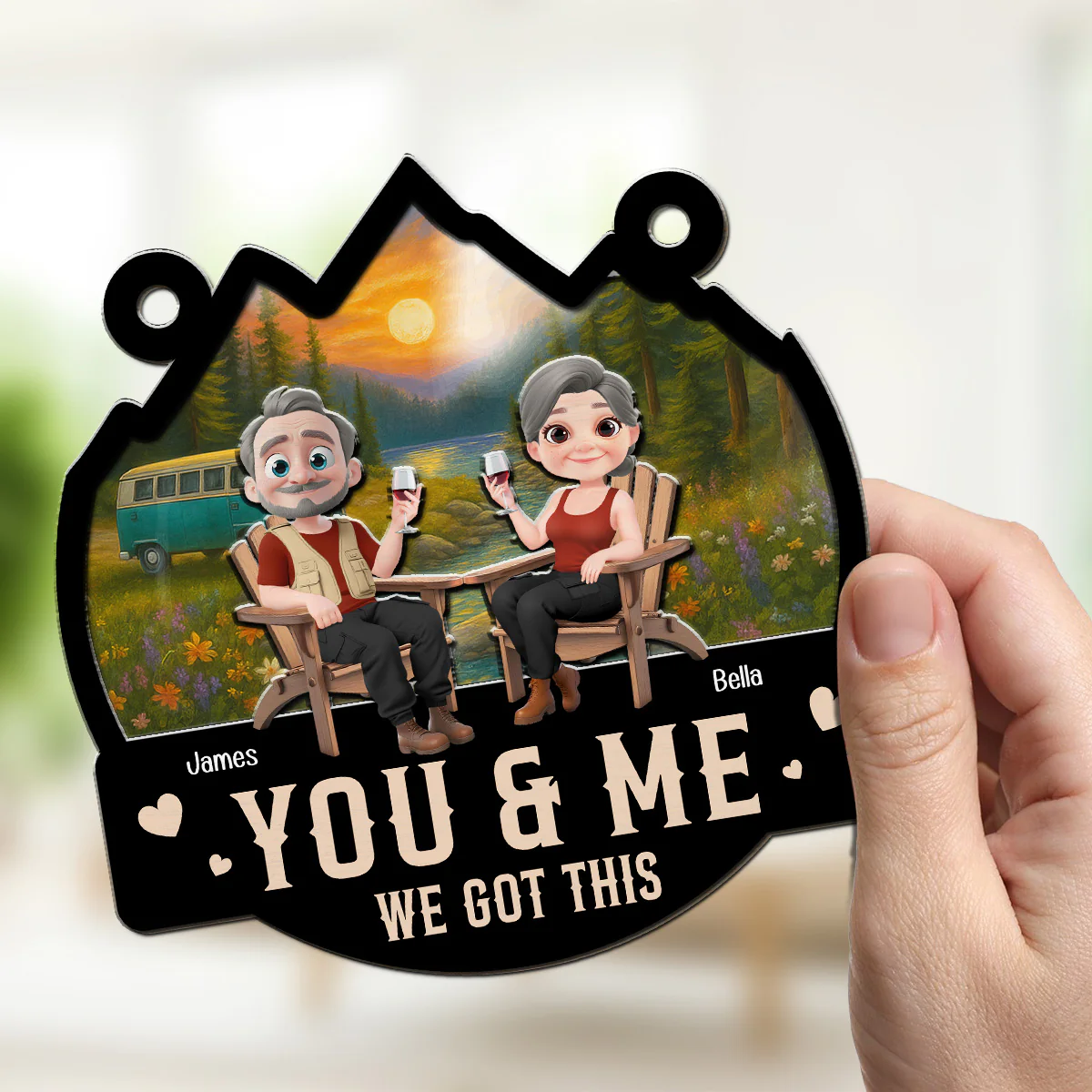 You And Me Camping Chilling - Personalized Custom Suncatcher - Image 2