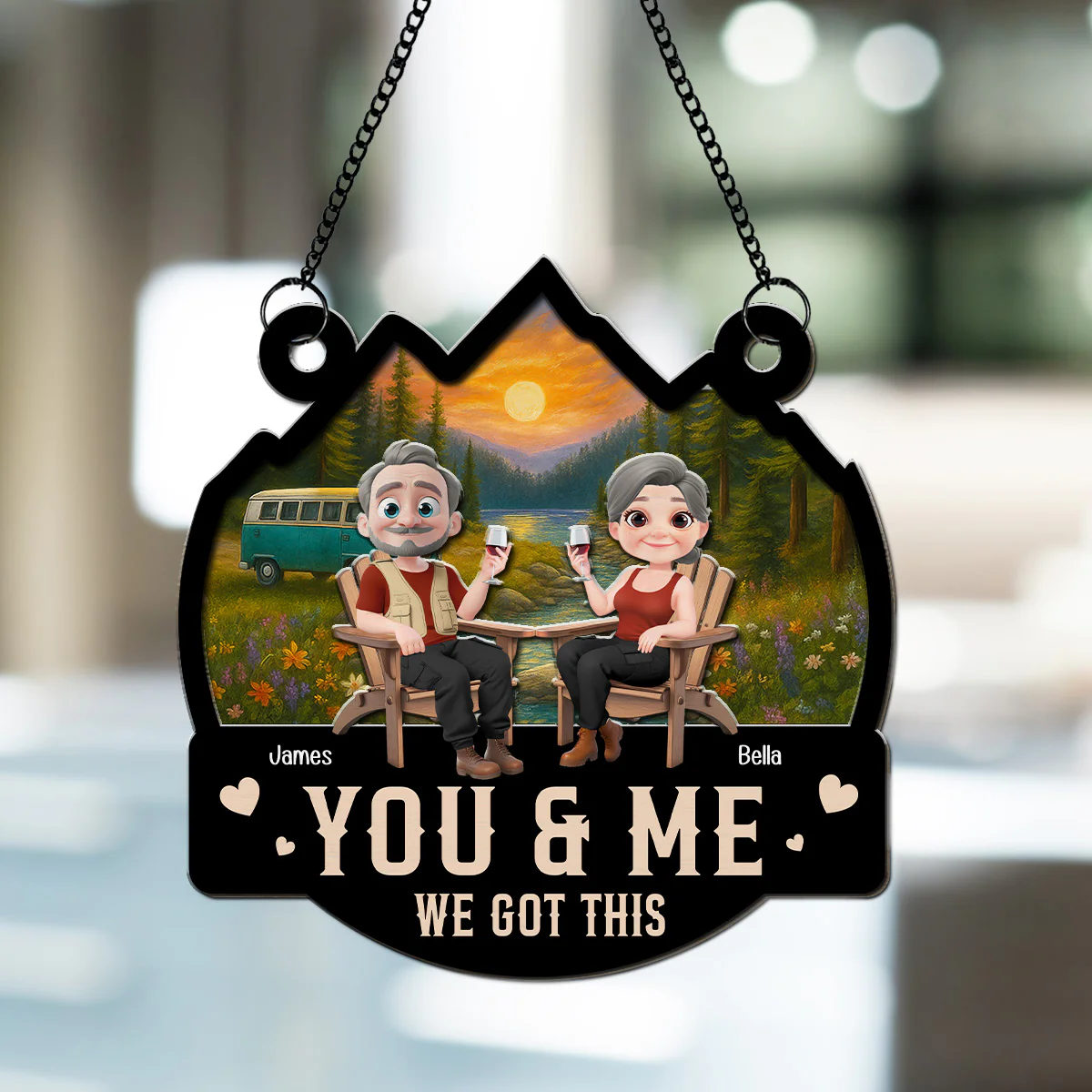 You And Me Camping Chilling - Personalized Custom Suncatcher - Image 3