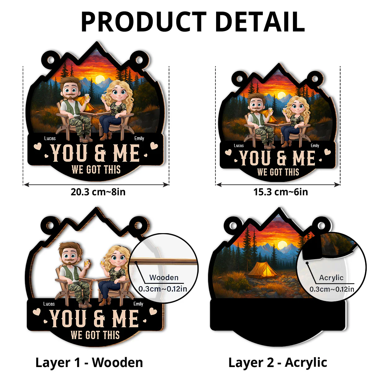 You And Me Camping Chilling - Personalized Custom Suncatcher - Image 4