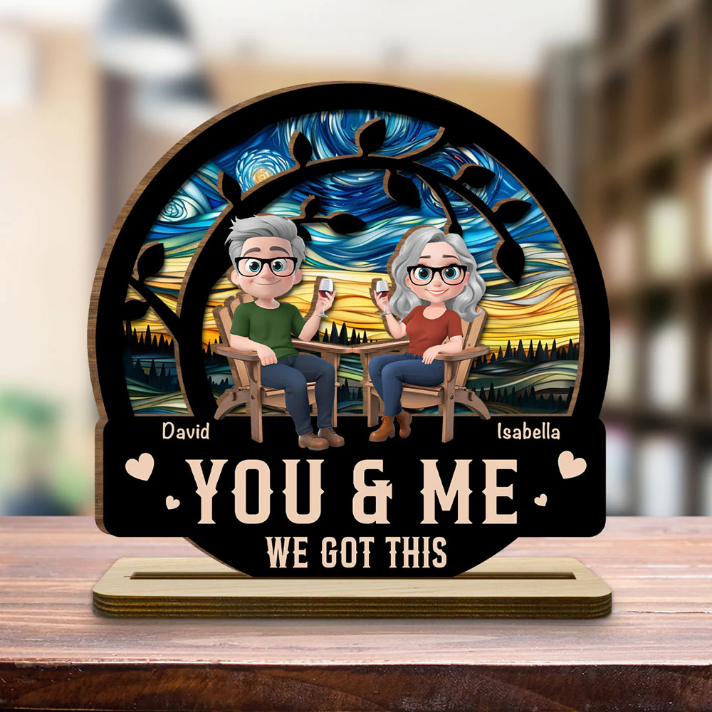 You And Me Got This - Personalized Custom 2-Layer Wood Plaque With Flat Base - Image 4