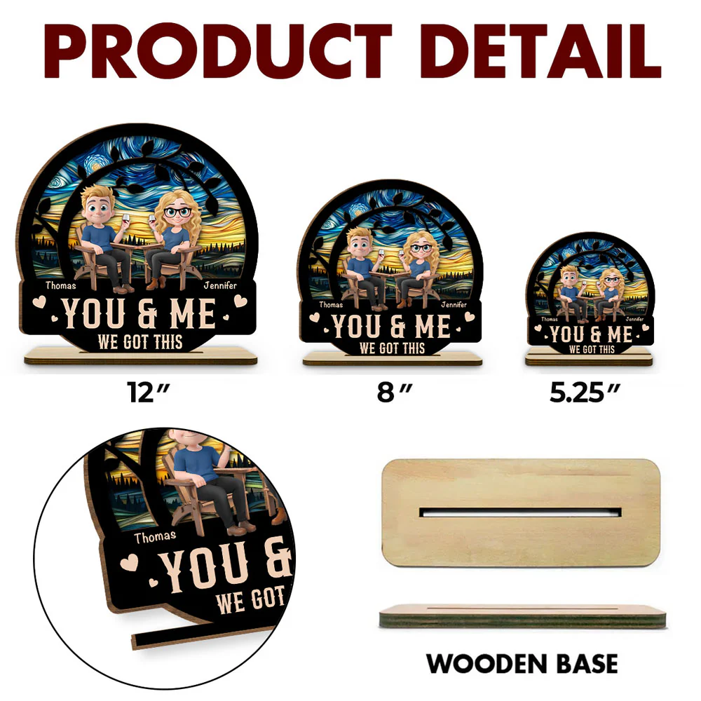You And Me Got This - Personalized Custom 2-Layer Wood Plaque With Flat Base - Image 7