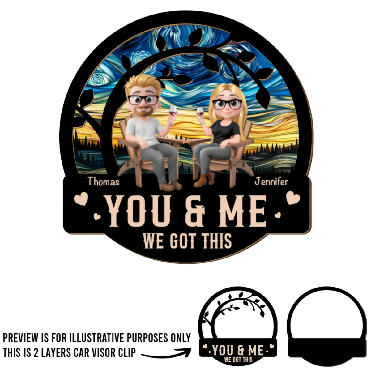 You And Me Got This - Personalized Custom Car Visor Clip - Image 4