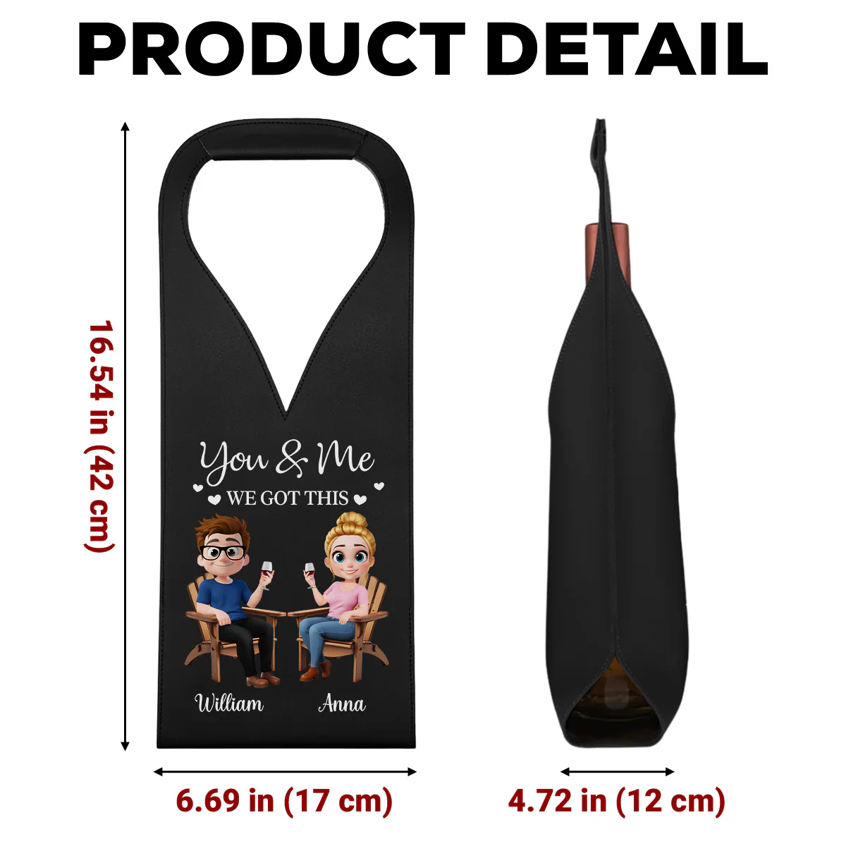 You And Me Got This - Personalized Custom Leather Wine Bag - Image 6