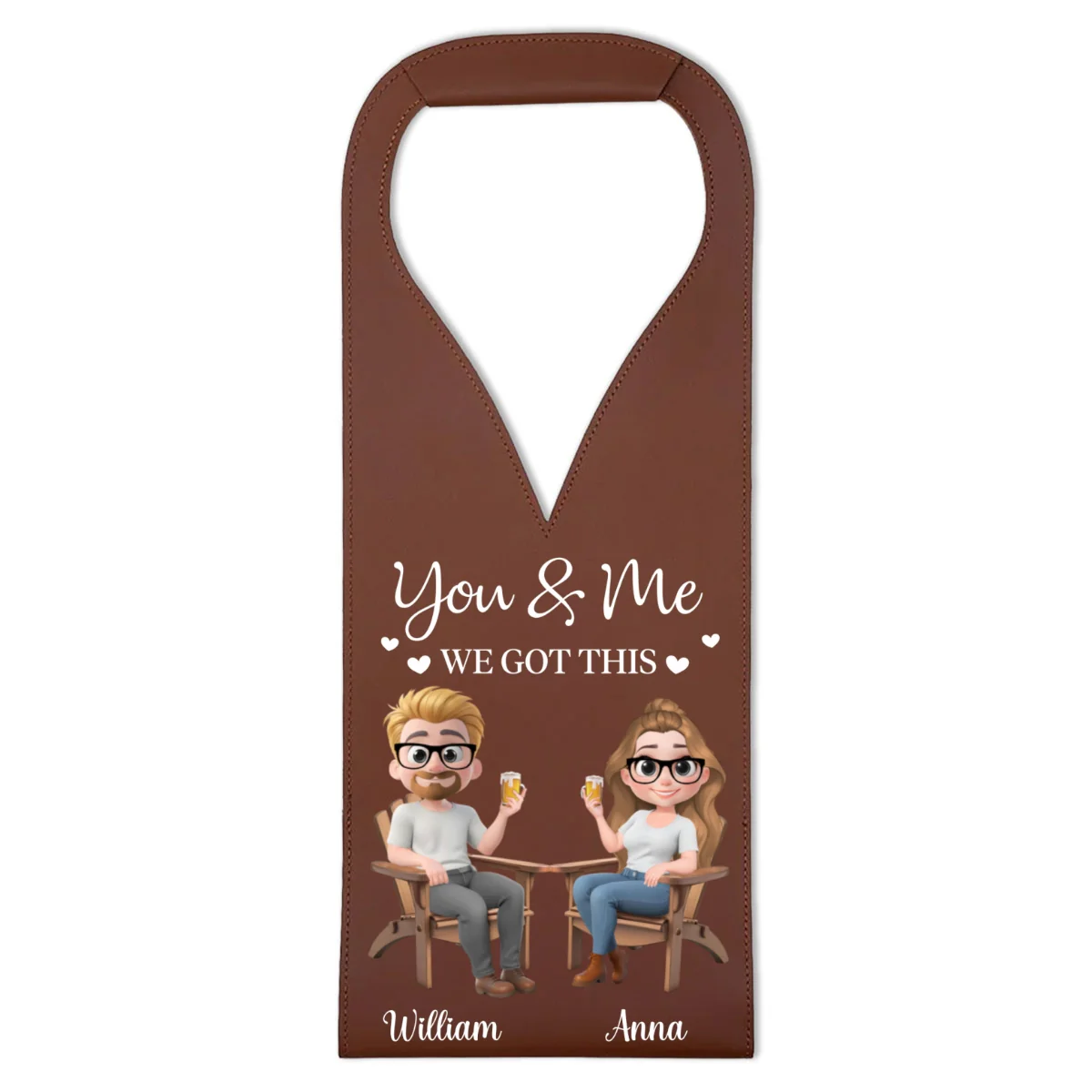 You And Me Got This - Personalized Custom Leather Wine Bag - Image 8