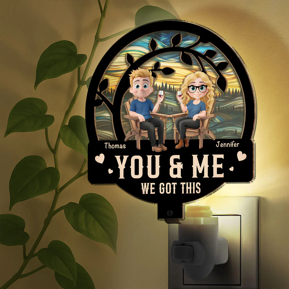 You And Me Got This - Personalized Custom Wood And Acrylic Night Light - Image 2