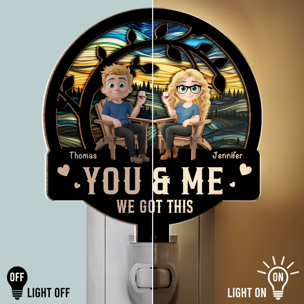 You And Me Got This - Personalized Custom Wood And Acrylic Night Light - Image 3