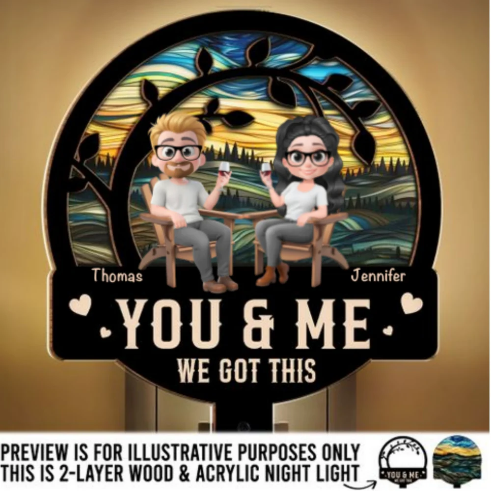 You And Me Got This - Personalized Custom Wood And Acrylic Night Light - Image 6