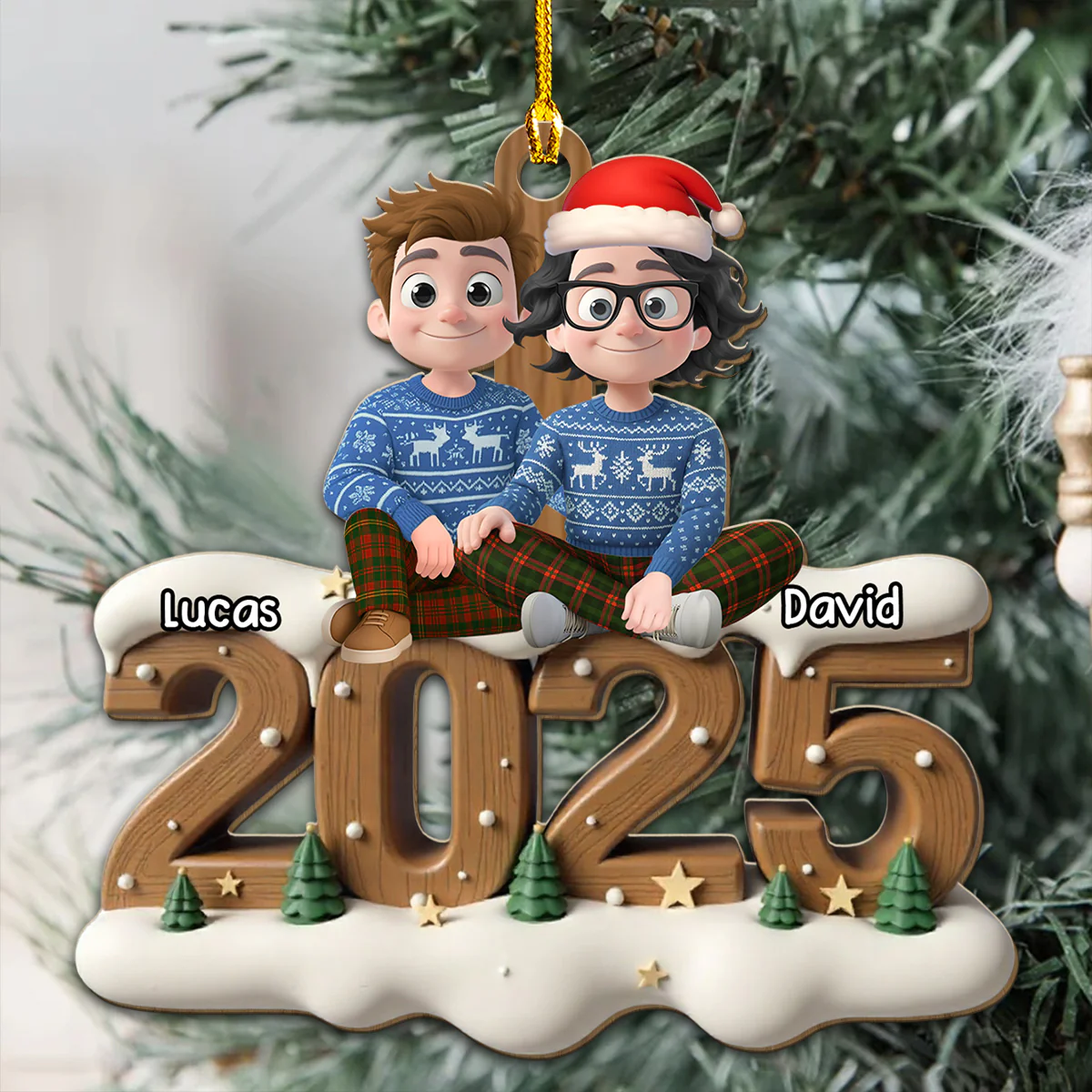 You And Me Now Onwards - Personalized Custom 3D Effect Wood Ornament - Image 2