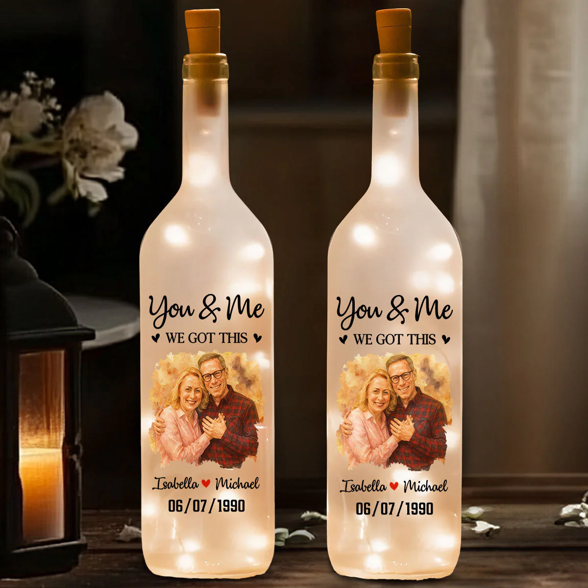 You And Me - Personalized Custom Bottle Lamp - Image 2