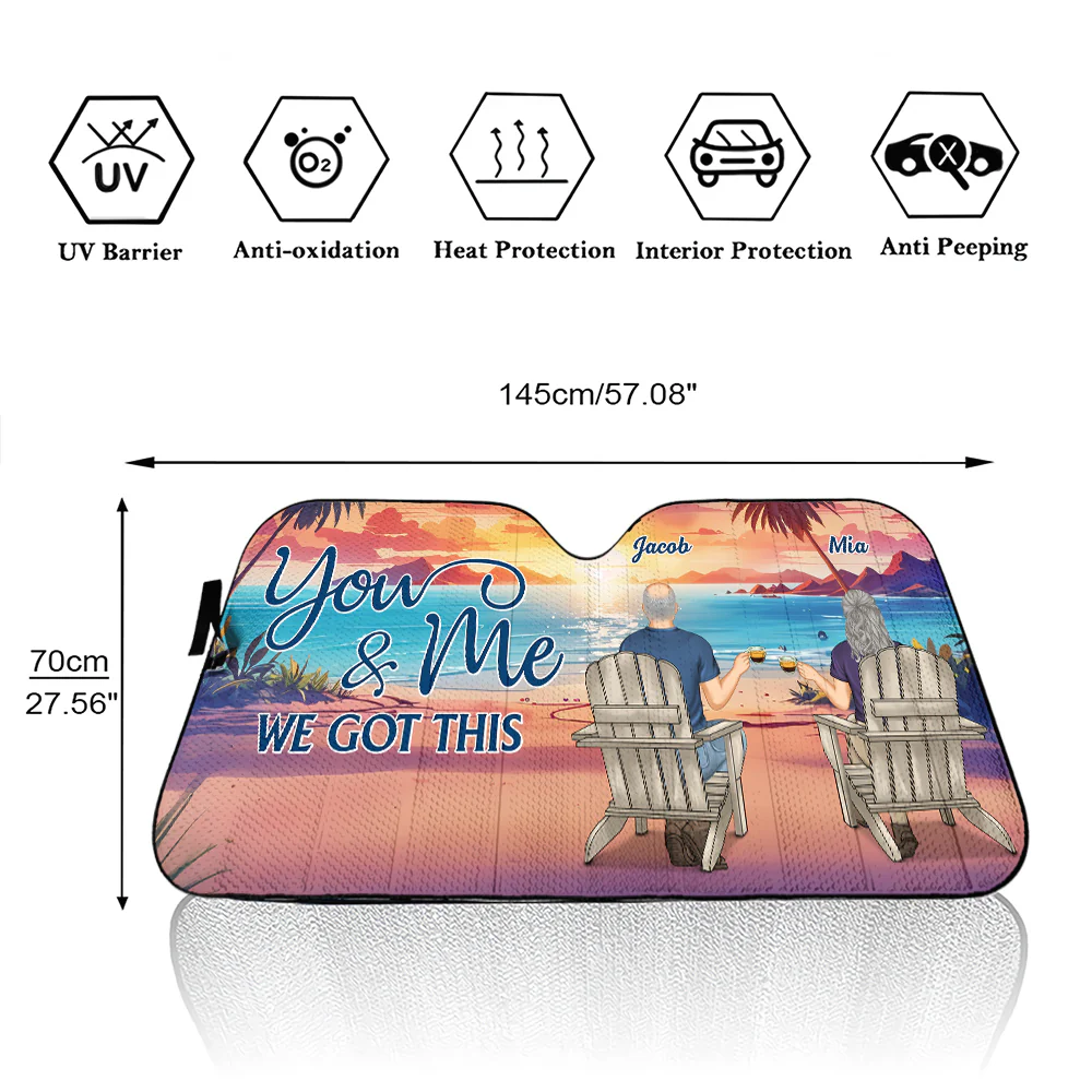 You And Me - Personalized Custom Car Sunshade - Image 5
