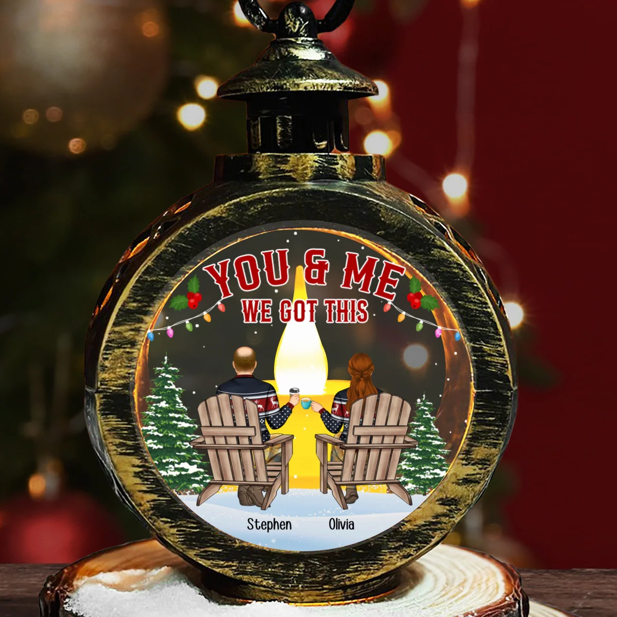 You And Me - Personalized Custom Christmas Lantern - Image 6