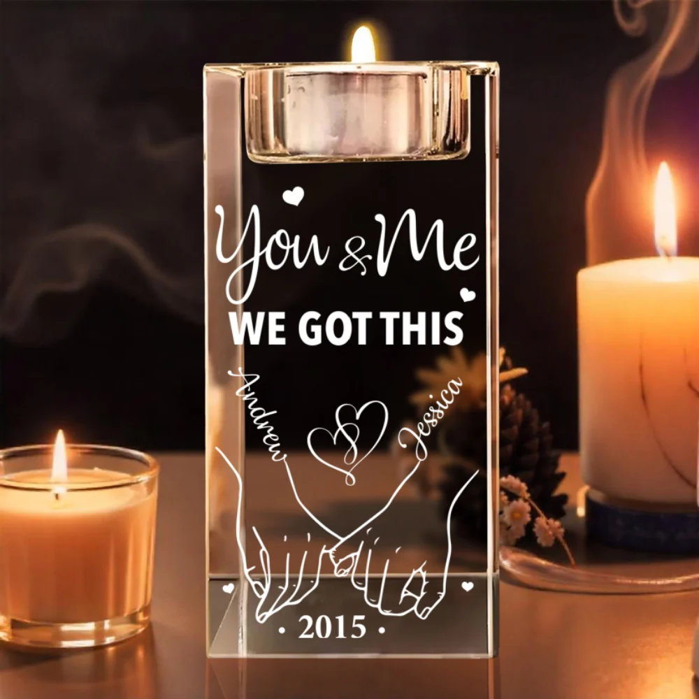 You And Me - Personalized Custom Crystal Candle Holder - Image 6