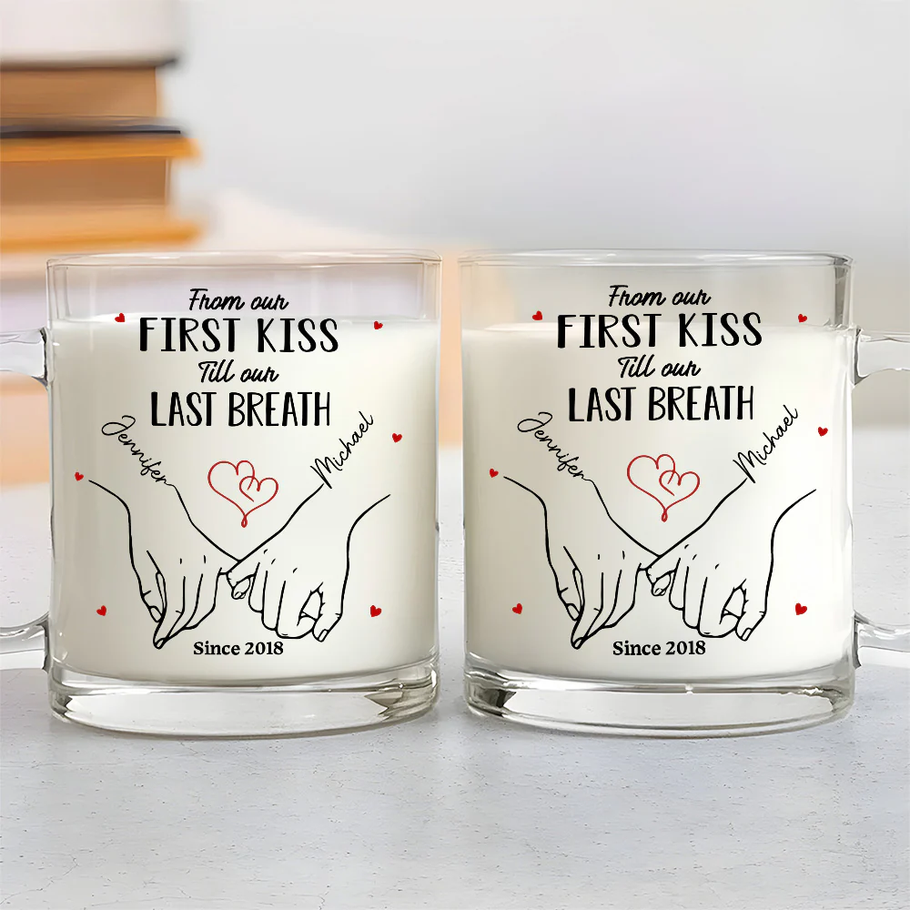 You And Me - Personalized Custom Glass Mug - Image 2