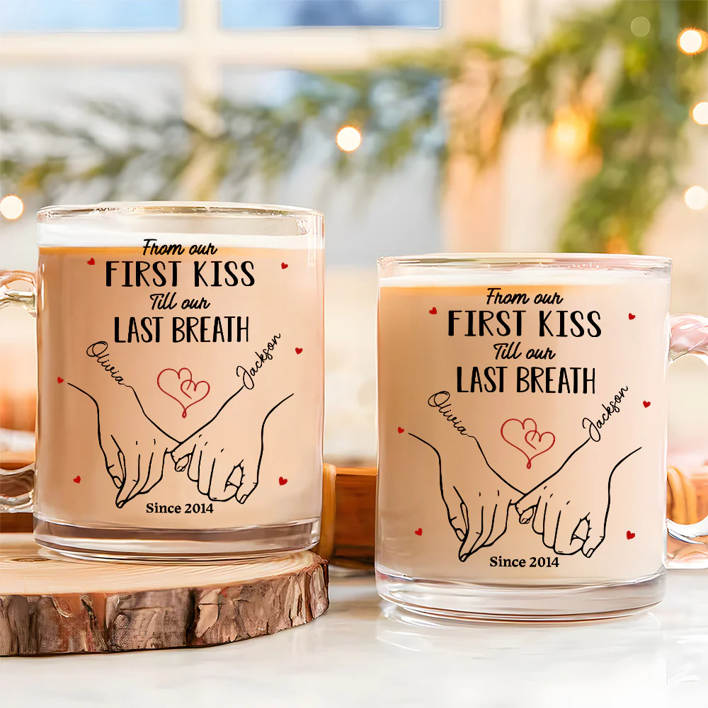 You And Me - Personalized Custom Glass Mug - Image 3