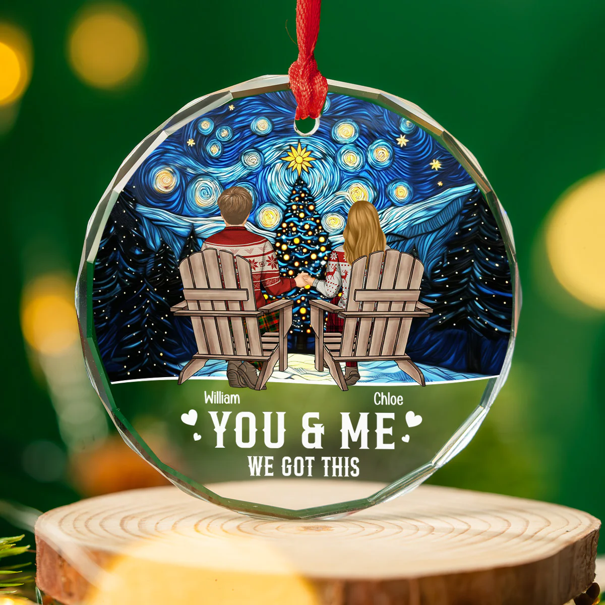 You And Me - Personalized Custom Glass Ornament - Image 2