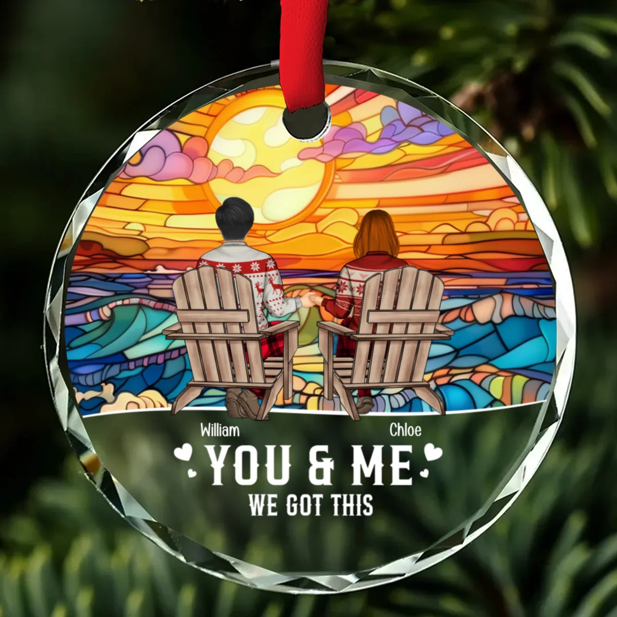 You And Me - Personalized Custom Glass Ornament - Image 6