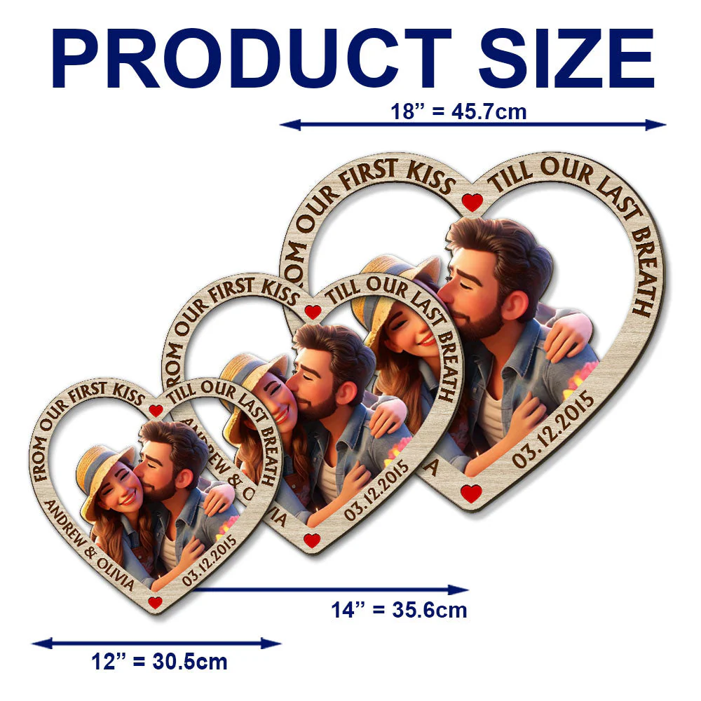 From Our First Kiss Till Our Last Breath Cartoon - Personalized Custom Wood Sign - Image 7