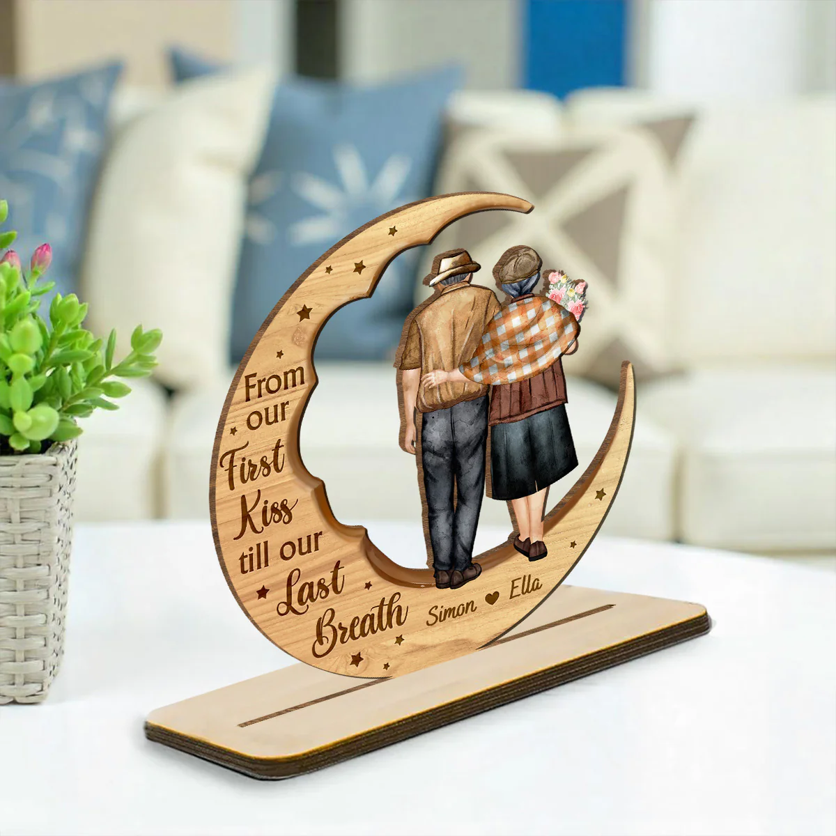 You And Me Together - Personalized Custom 2-Layer Wood Plaque With Flat Base - Image 2