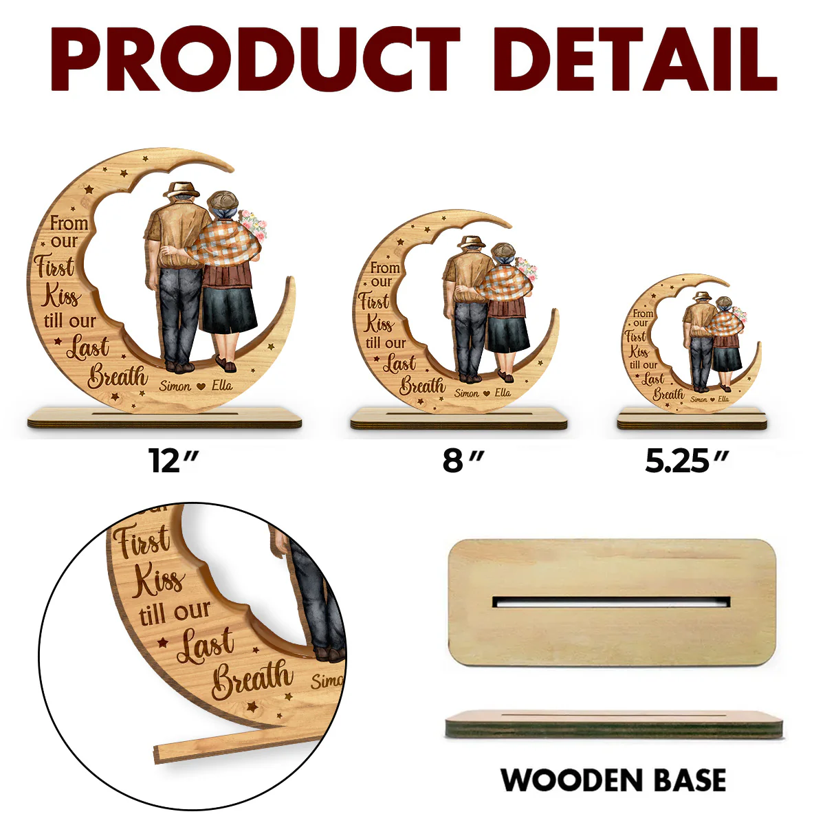 You And Me Together - Personalized Custom 2-Layer Wood Plaque With Flat Base - Image 5