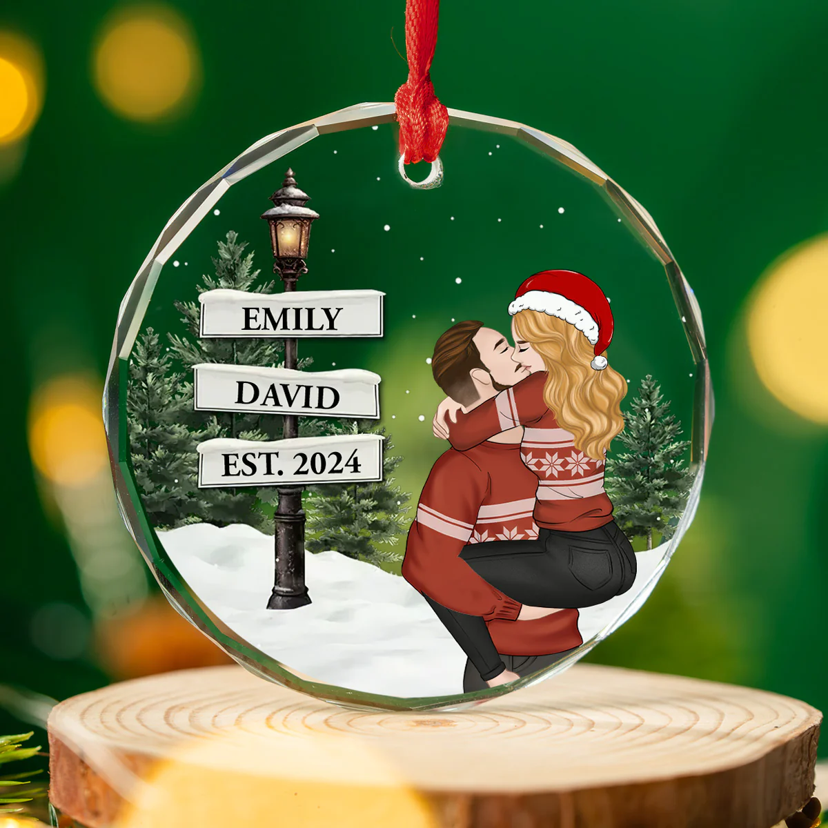You And Me Together - Personalized Custom Glass Ornament - Image 3