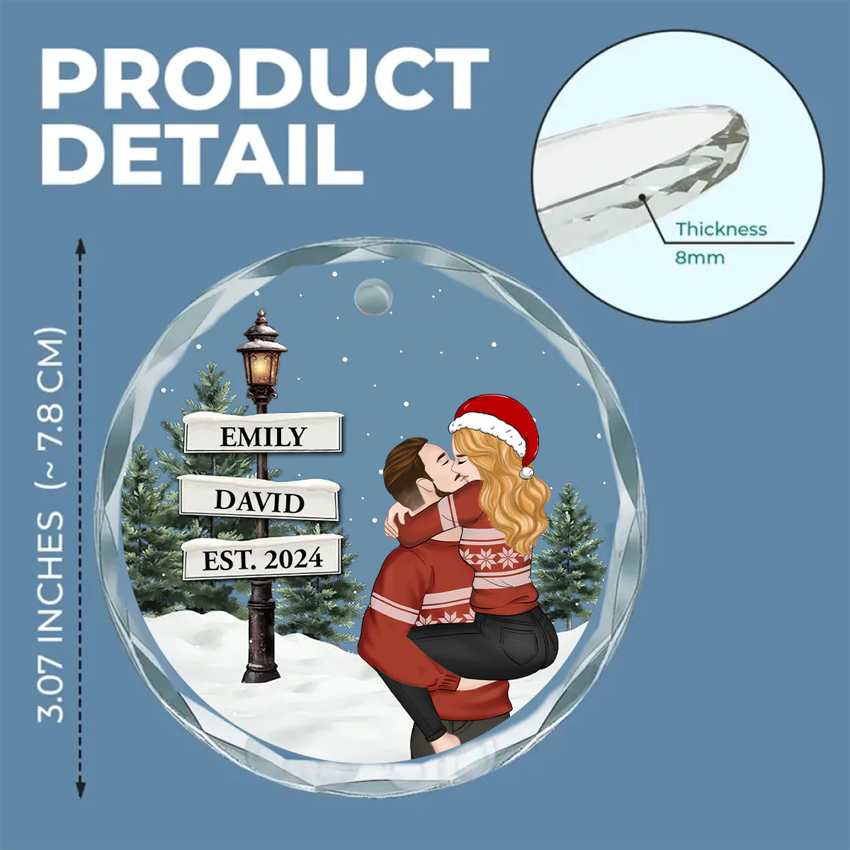You And Me Together - Personalized Custom Glass Ornament - Image 6
