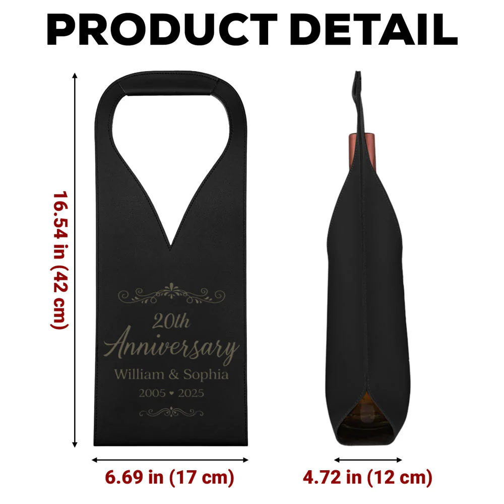 You And Me We Got This - Personalized Custom Engraved Leather Wine Bag - Image 5