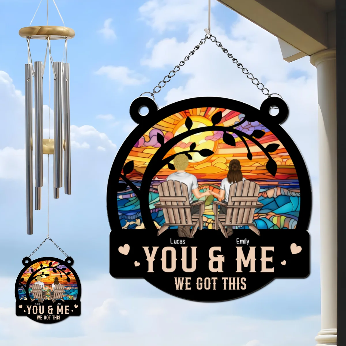 You And Me We Got This - Personalized Custom Suncatcher Wind Chime - Image 5