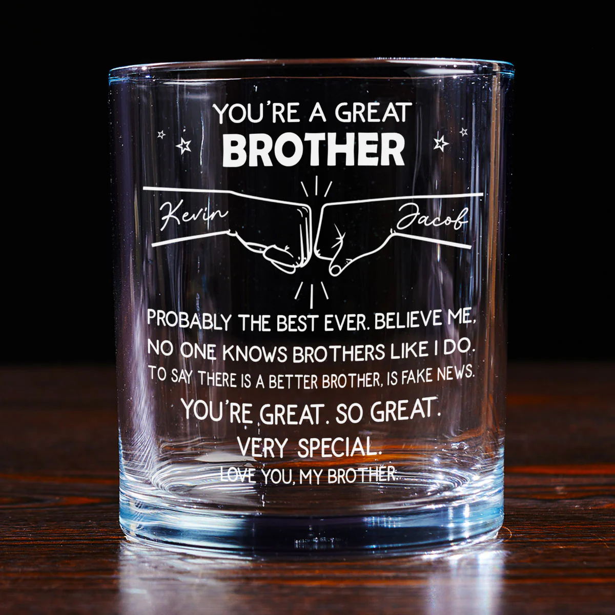 You Are A Great Brother - Personalized Custom Whiskey Glass - Image 3