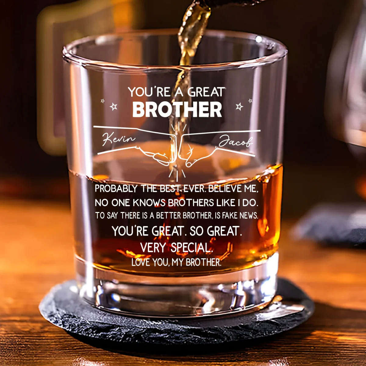 You Are A Great Brother - Personalized Custom Whiskey Glass - Image 6
