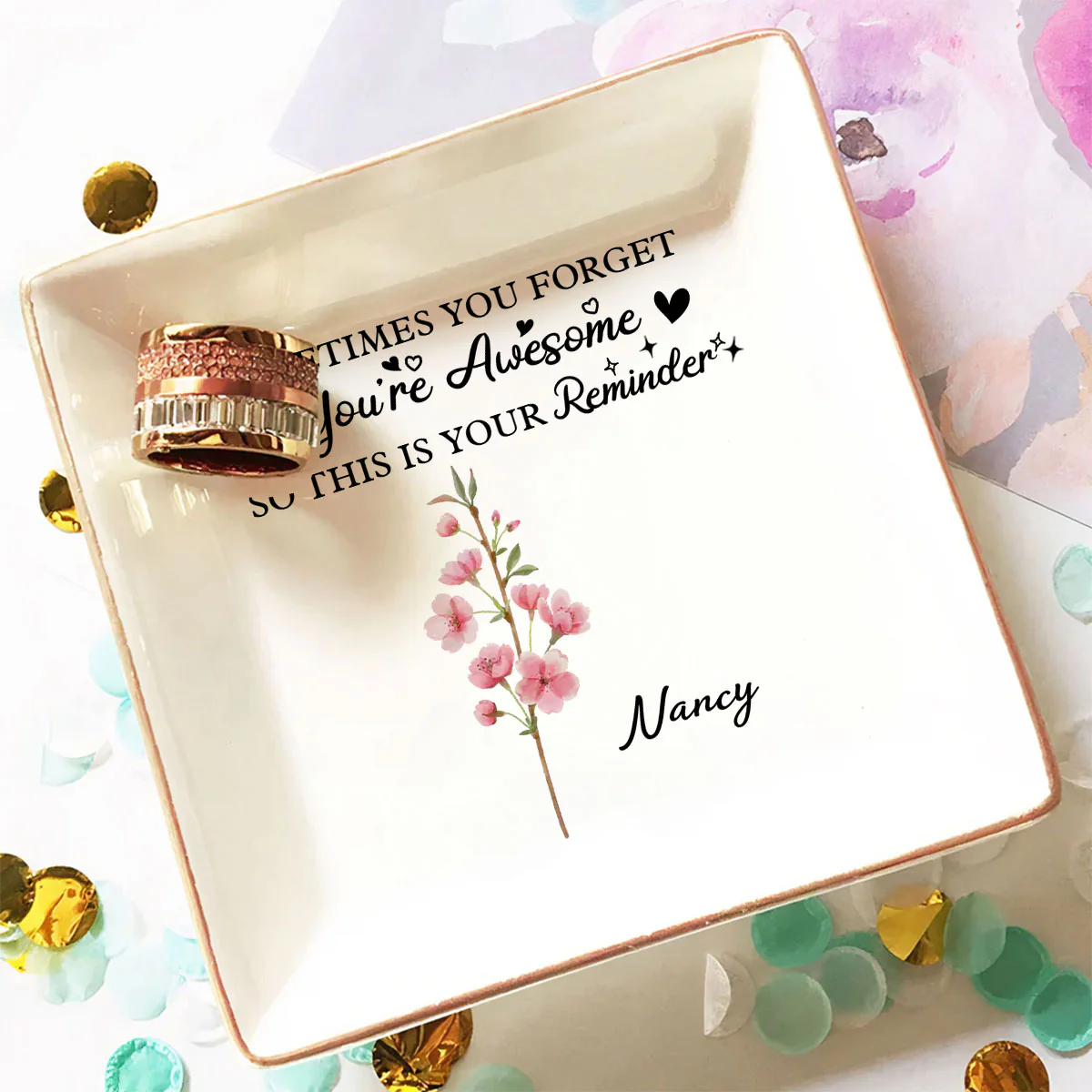 You Are Awesome - Personalized Custom Jewelry Dish - Image 2