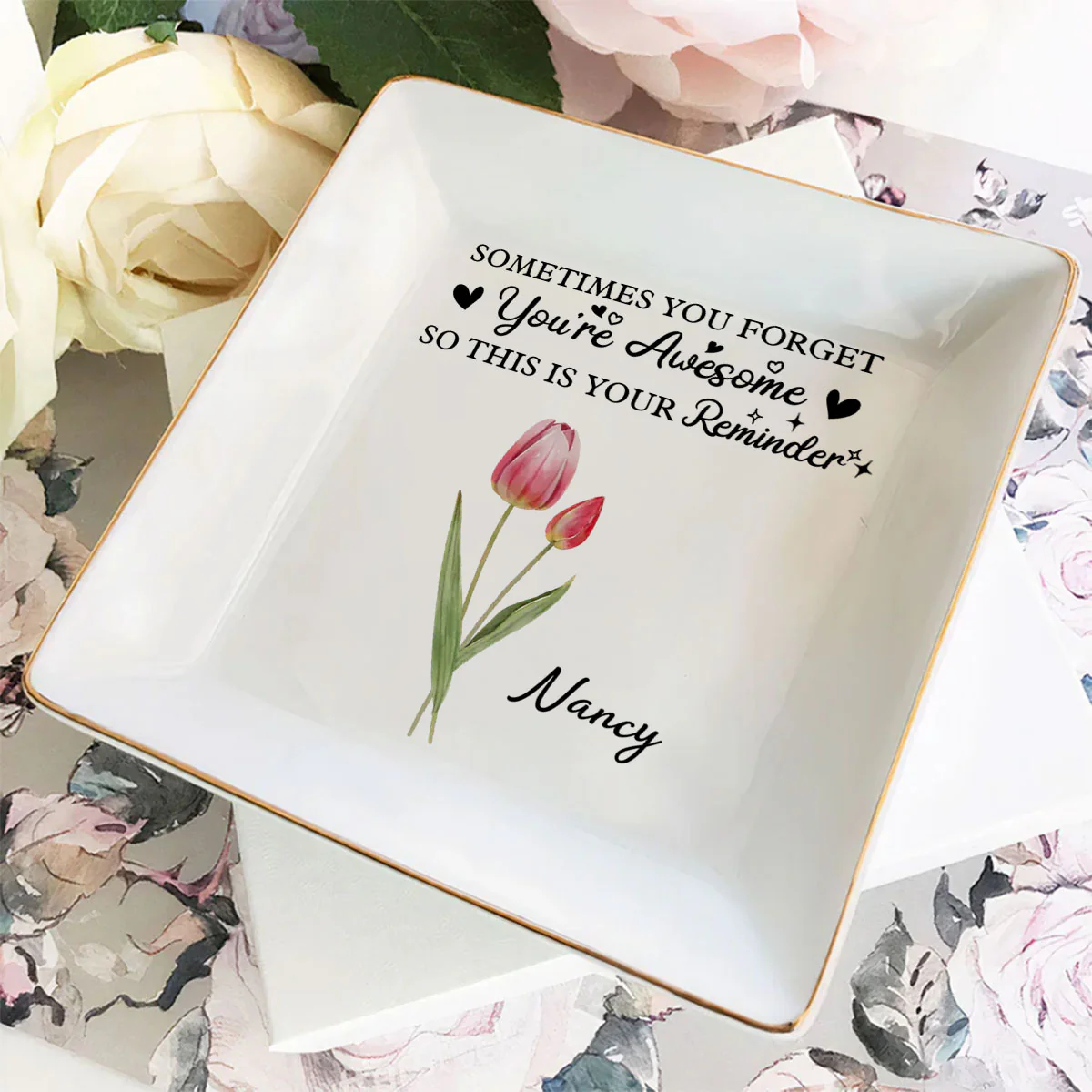 You Are Awesome - Personalized Custom Jewelry Dish - Image 3