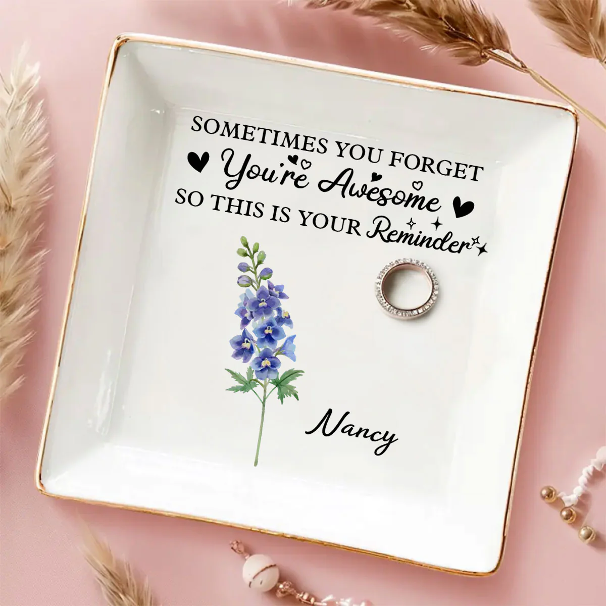 You Are Awesome - Personalized Custom Jewelry Dish - Image 5