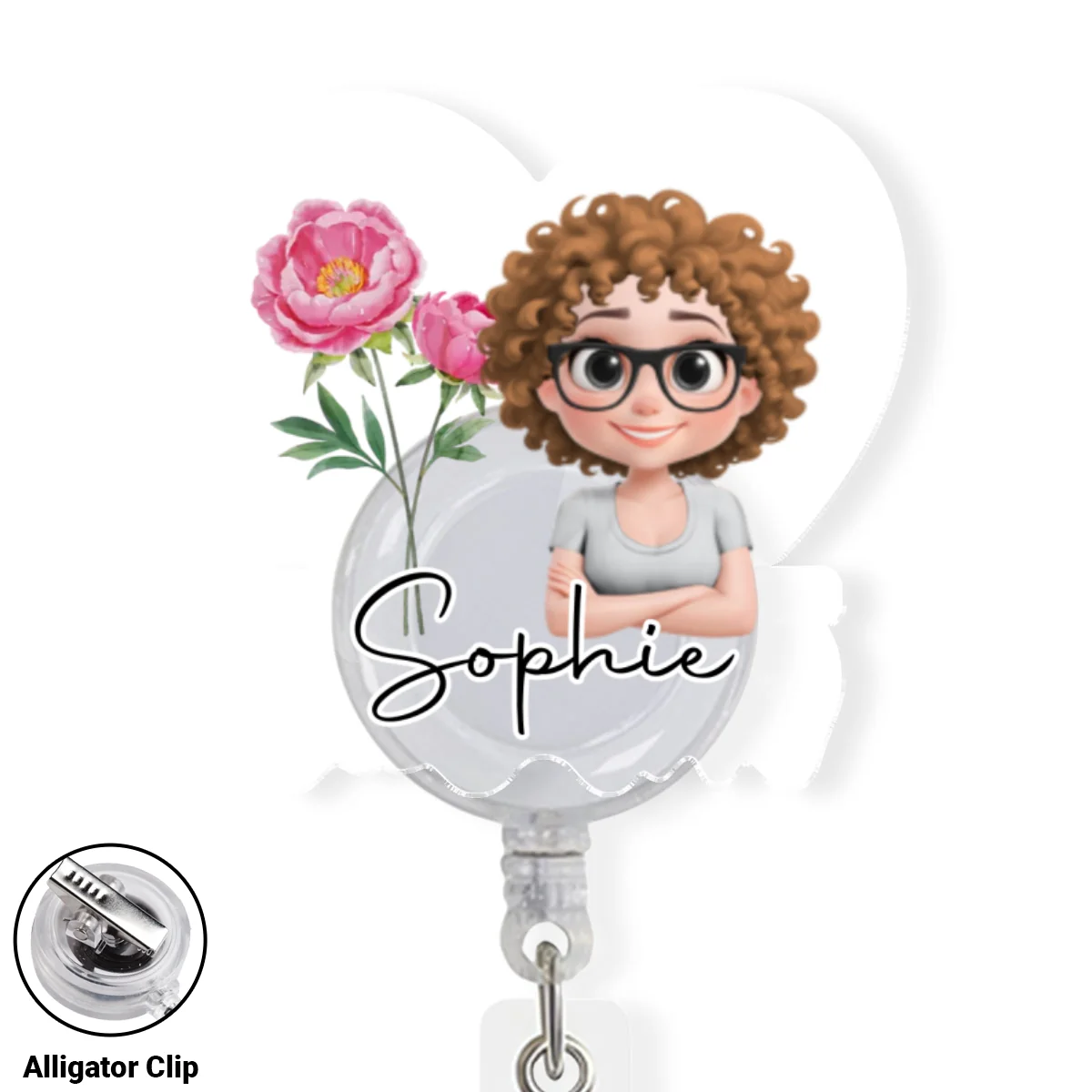 You Are Beautiful Flower - Personalized Custom Acrylic Badge Reel - Image 6