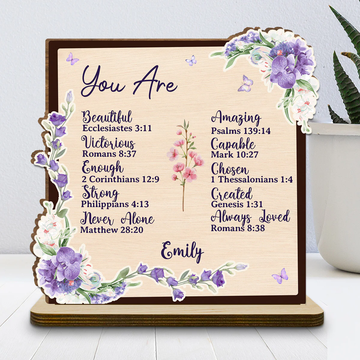 You Are Beautifully Made - Personalized Custom 2-Layer Wood Plaque With Flat Base - Image 3