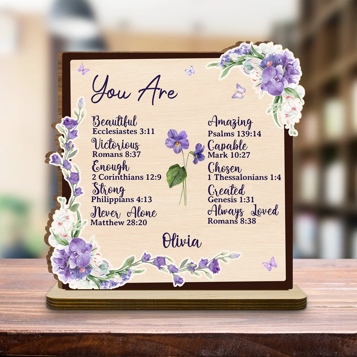 You Are Beautifully Made - Personalized Custom 2-Layer Wood Plaque With Flat Base - Image 5