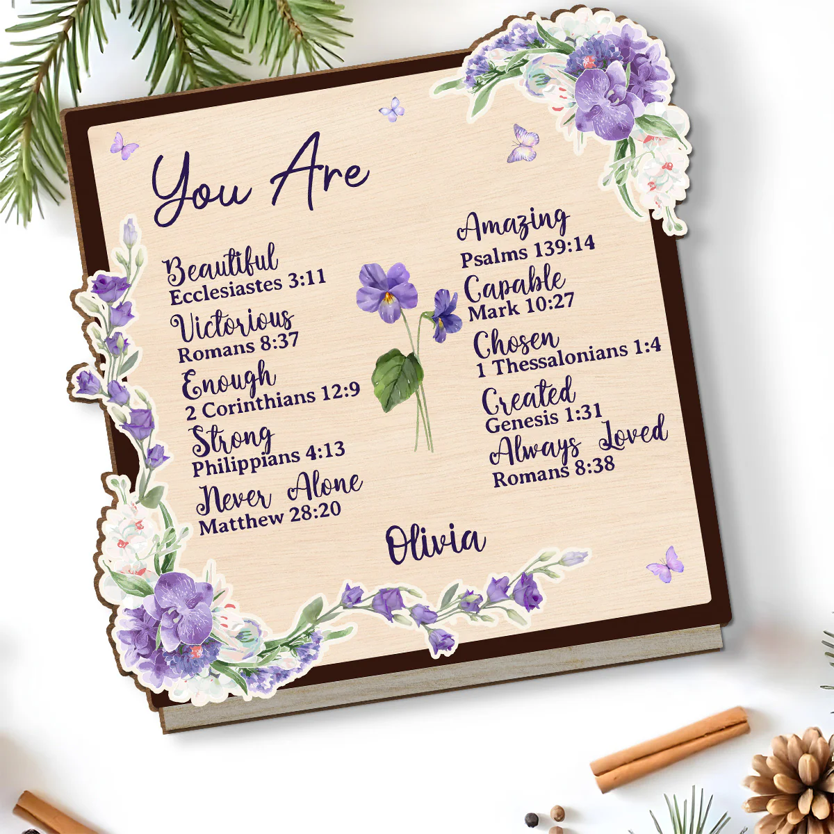 You Are Beautifully Made - Personalized Custom 2-Layer Wood Plaque With Flat Base - Image 6