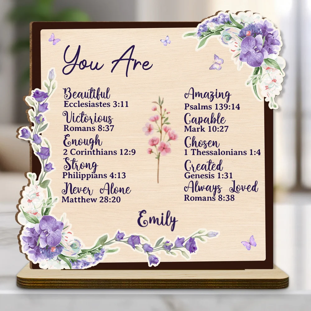 You Are Beautifully Made - Personalized Custom 2-Layer Wood Plaque With Flat Base - Image 7