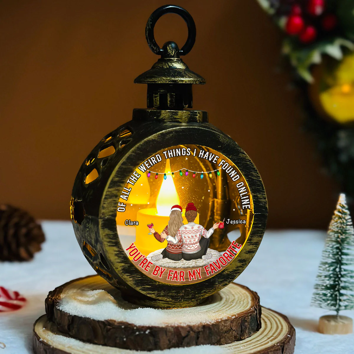 You Are By Far My Favorite - Personalized Custom Christmas Lantern - Image 5