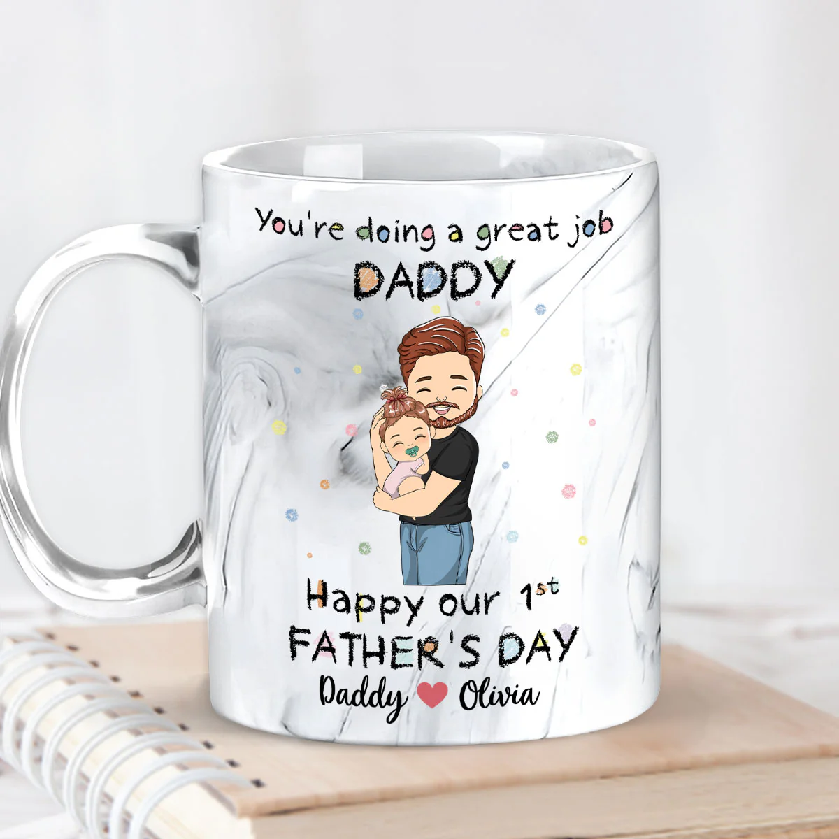 You Are Doing A Great Job Dad - Personalized Custom Grey Marble Mug - Image 2