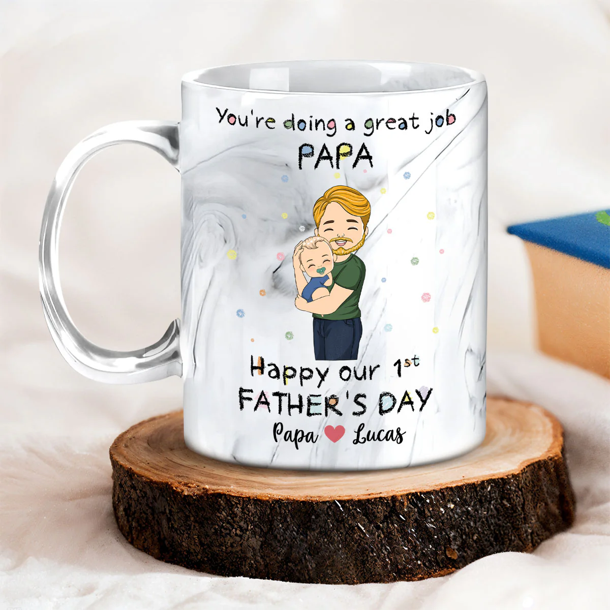 You Are Doing A Great Job Dad - Personalized Custom Grey Marble Mug - Image 3