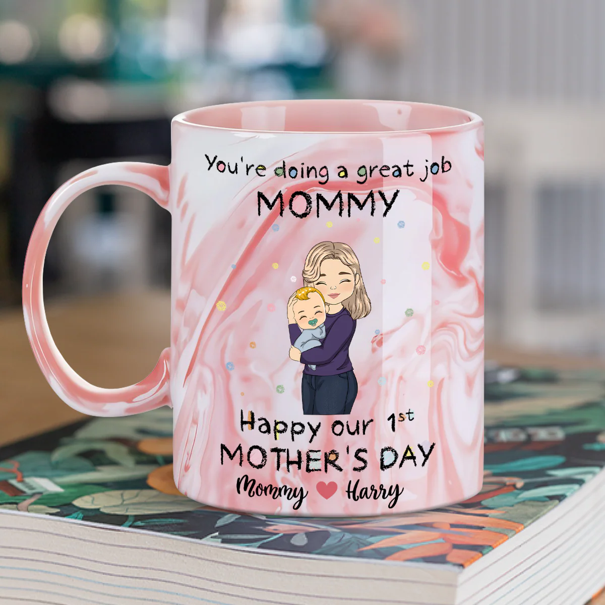 You Are Doing A Great Job - Personalized Custom Pink Marble Mug - Image 2