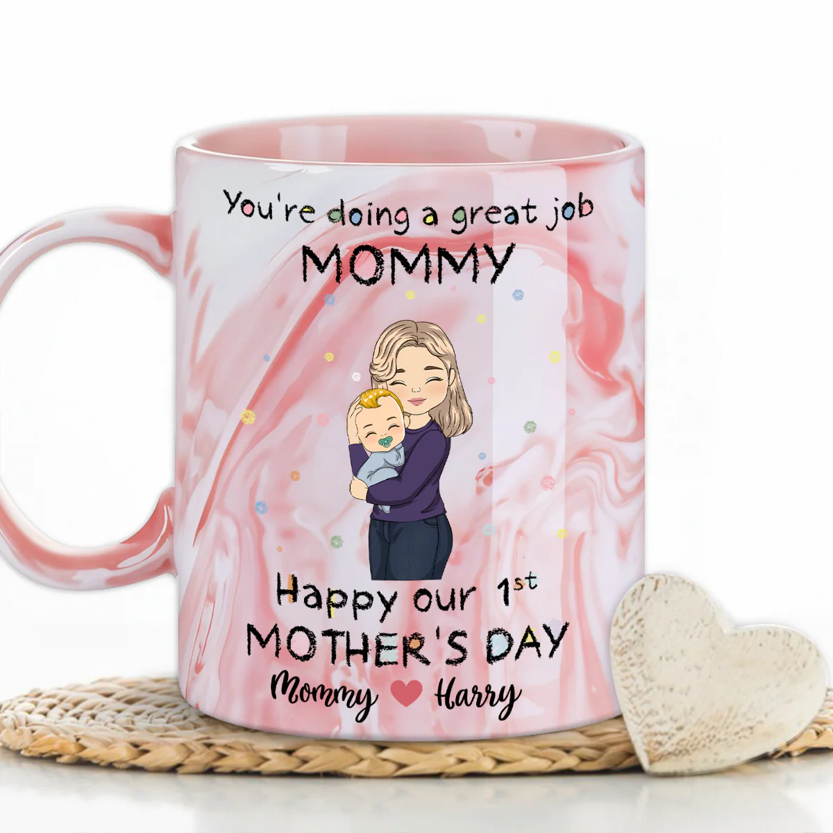 You Are Doing A Great Job - Personalized Custom Pink Marble Mug - Image 5
