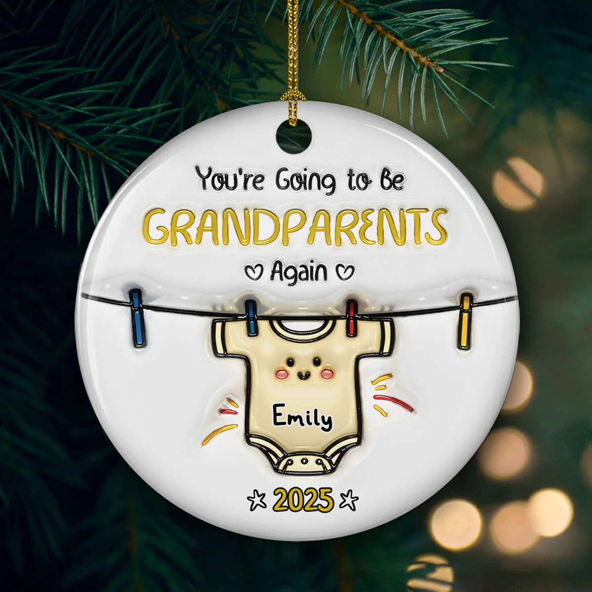 You Are Going To Be Grandparents - Personalized Custom 3D Inflated Ceramic Ornament - Image 3