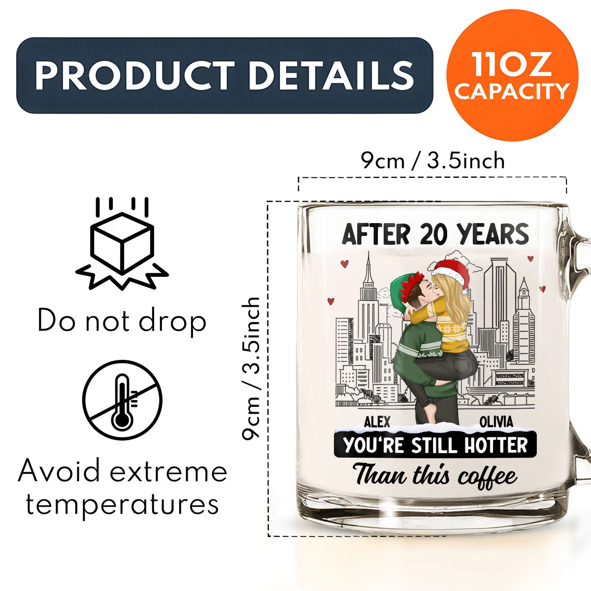 You Are Hotter Than Coffee - Personalized Custom Glass Mug - Image 5