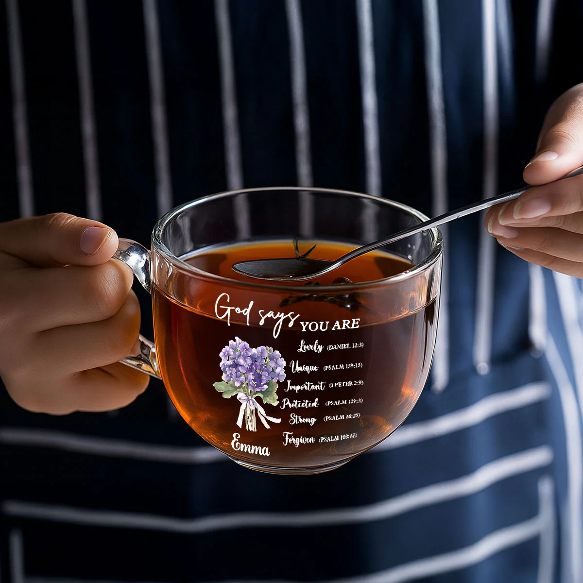 You Are Lovely - Personalized Custom Glass Tea Cup - Image 3